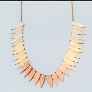 14K Gold (Tri-Gold: Yellow, White, and Rose Gold) Tear Drop/Leaf Necklace